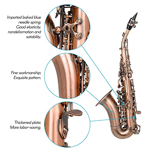 Sax Beginners Kit Saxophone Bb Key Brass Sax with Carrying Case Sax Stand Reed Gloves Cleaning Cloth Brush Sax Strap Mouthpiece Brush New Wind Instrument