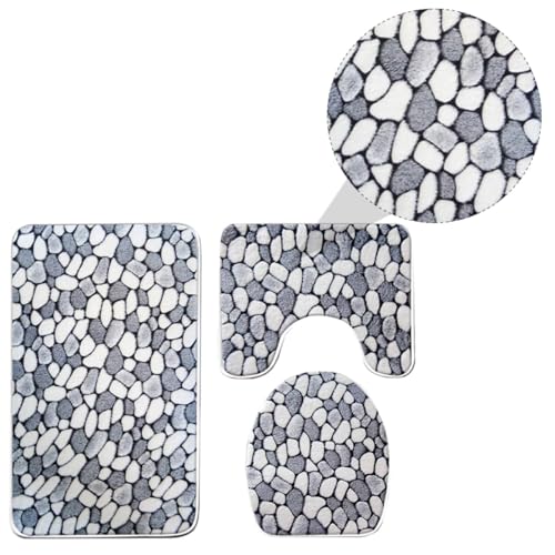 Alfombras para Baño de 3 Piezas de Coral con Base Antideslizante 8