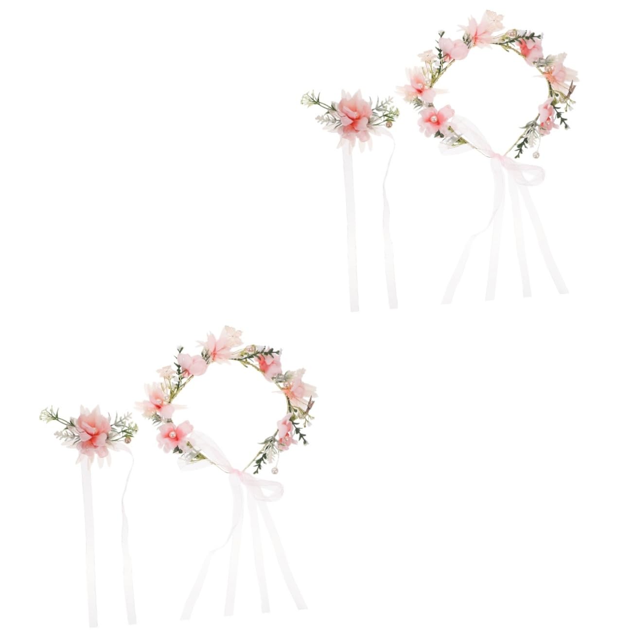 FRCOLOR 2 Juegos Nupcial Guirnalda De Cabeza De Flor Tocado De De Flores Tocado De Novia Floral Lazos Para El Cabello Con Enredaderas Venda Tiara Tela