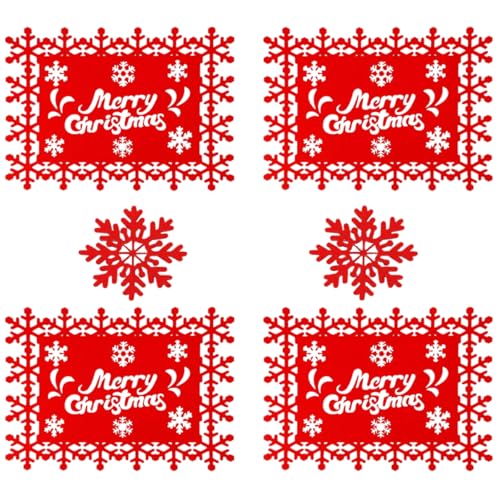 BOOSHMall 6PCS Weihnachtsuntersetzer-Sets, Tischset Platzset...