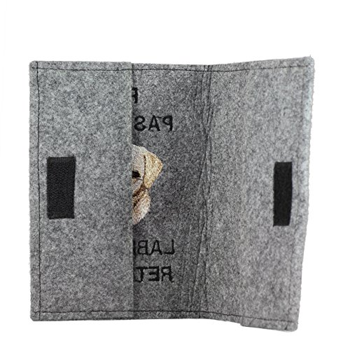 Art-Dog Hundepasshülle - Handgefertigte Filzhülle mit gesticktem Muster - Tierärztliche Reisepasshülle für Hunde - 17x12,5cm - Labrador Retriever