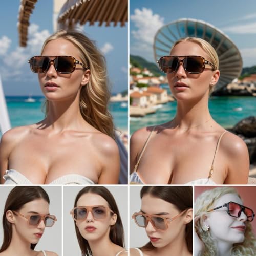 JOVAKIT Retro Aviator Sunglasses for Women Men Fashion Rectangle Sun Glasses Luxury Round Temples Designer UV400 Protection4