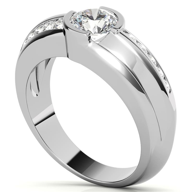 Mens Moissanite Wedding Bands 925 Sterling Silver 1 CT D Color VVS1 Clarity Brilliant Round Cut Moissanite Rings for Men Promise Engagement Jewelry Gifts3