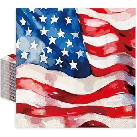 JarThenaAMCS 80Pcs Patriotic Paper Napkins Cover