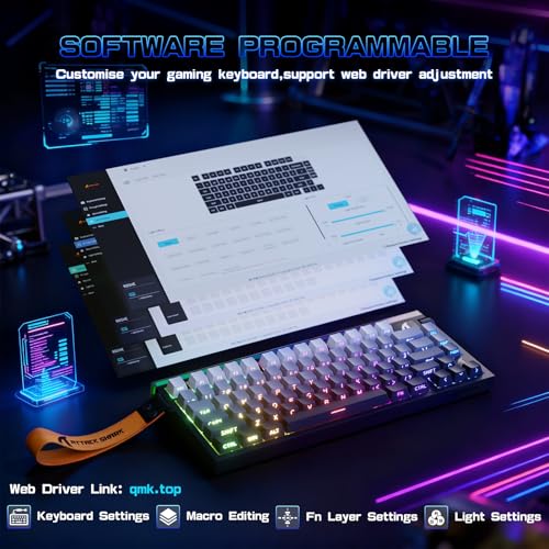 Image of xATTACK SHARK R85 HE Rapid Trigger Keyboard Magnetic Switch with Custom Lightbox, 75% Wired Mechanical Keyboard, 8KHz Polling Rate, 0.005mm RT Accuracy, Support RT /Snap Tap /DKS /MT /TGL (Moonlit Night)