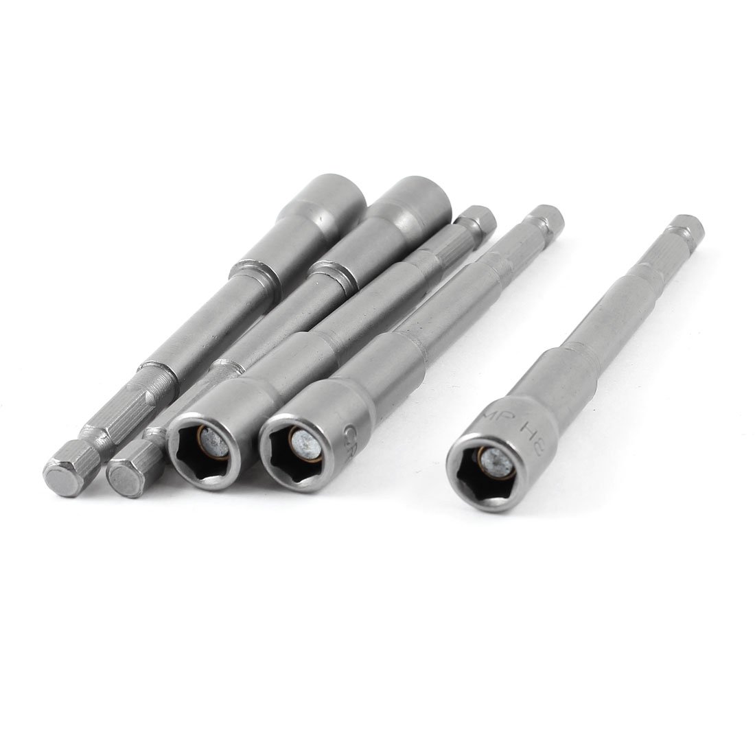Uxcell Sourcingmap 100Mm Long 8Mm Inner Dia Metal Magnetic Socket Hex Nut Driver Adapter Bits 5Pcs