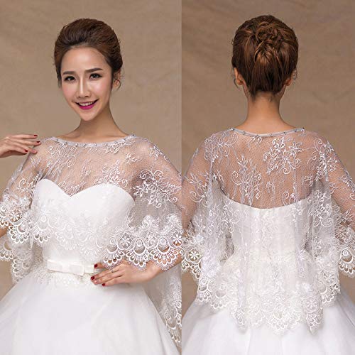 Women Floral Lace Wedding Cape Shawl Wrap for Bridal Capelet S2