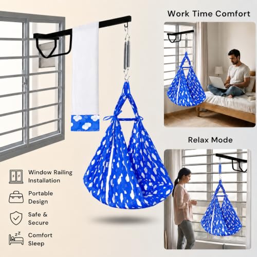 Image of VParents Sleeping Essentials with Mosquito Net & Spring with Window Stand, Sunny (Blue)