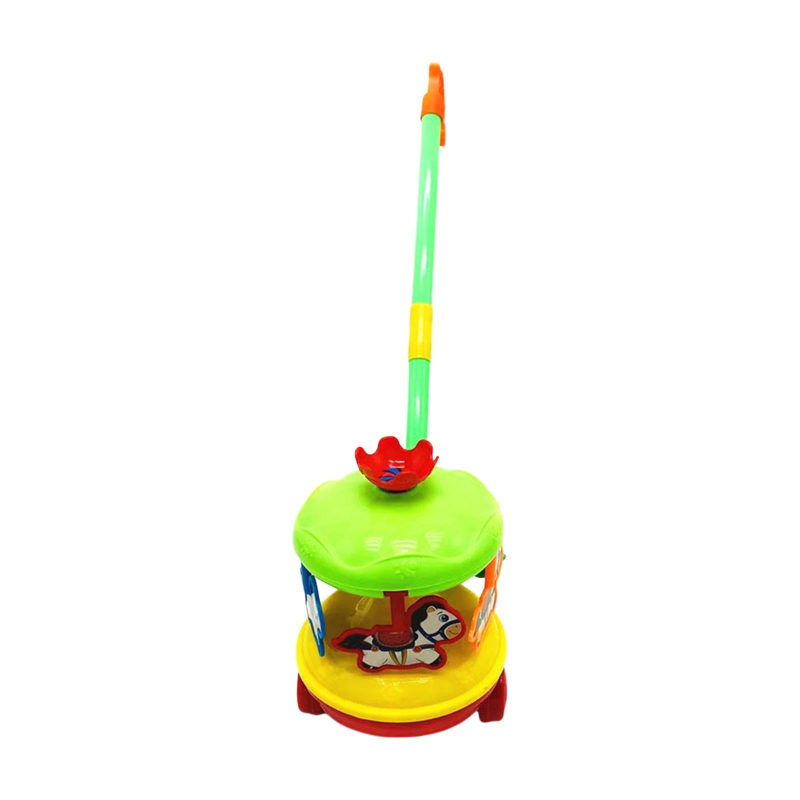 predolo Push Along Walking Toy Walking Pull Toy Carousel Hand Pushing Toy Pull Toy for Kids