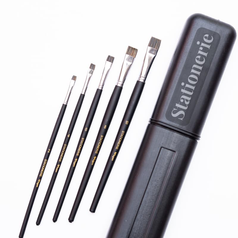Stationerie Paint Brushes Set/Handmade Professional Artist Painting Brush Set for Acrylic, Watercolor, & Gouache Painting with Brush Holder(Set of 5) Blendar Flat (B0CW19N8XL) Amazon Price History, Amazon Price Tracker