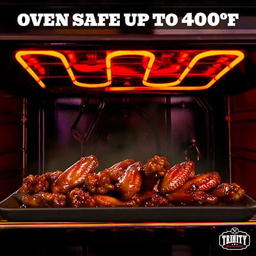 Trinity Provisions Meat Resting Pan - With Wire Rack and Silicone Baking Mat - Dishwasher and Oven Safe Stainless Steel, for Cooking and Cooling Steak, BBQ, Bacon, & More - Thumbnail 6