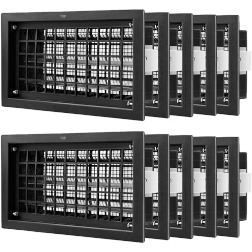 ZXQDRE Automatic Crawl Space Vent Cover 8x16 Inch Auto Open/Close Foundation Vent Cover for Freeze Protection & Energy Saving | Easy Install Crawlspace Vents Replacement (Black 10 Pack)