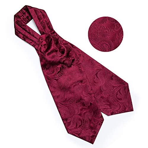 Image of DiBanGu 3PCS Ascot Ties for Men Wedding Jacquard Woven Silk Ascot Cravat for Men Cravat Tie and Pocket Square Set