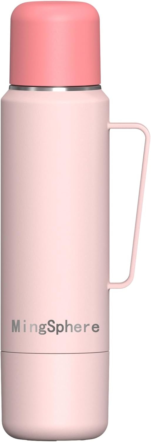 Stainless Steel Insulated Water Bottle, Leak Proof Water Bottles for Sports&Travel, Keep Drinks Hot or Cold, BPA-Free, with 2 Sharing Mugs (pink, 40 oz)