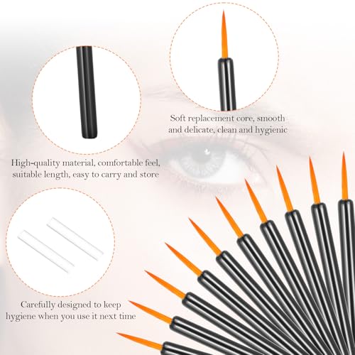 Bremorou 100 Pack Disposable Eye Liner Brushes Ultra-Fine Point Eyeliner Applicator Fine Point Cosmetic Eye Wands Makeup Brushes Tools (Black - Image 3