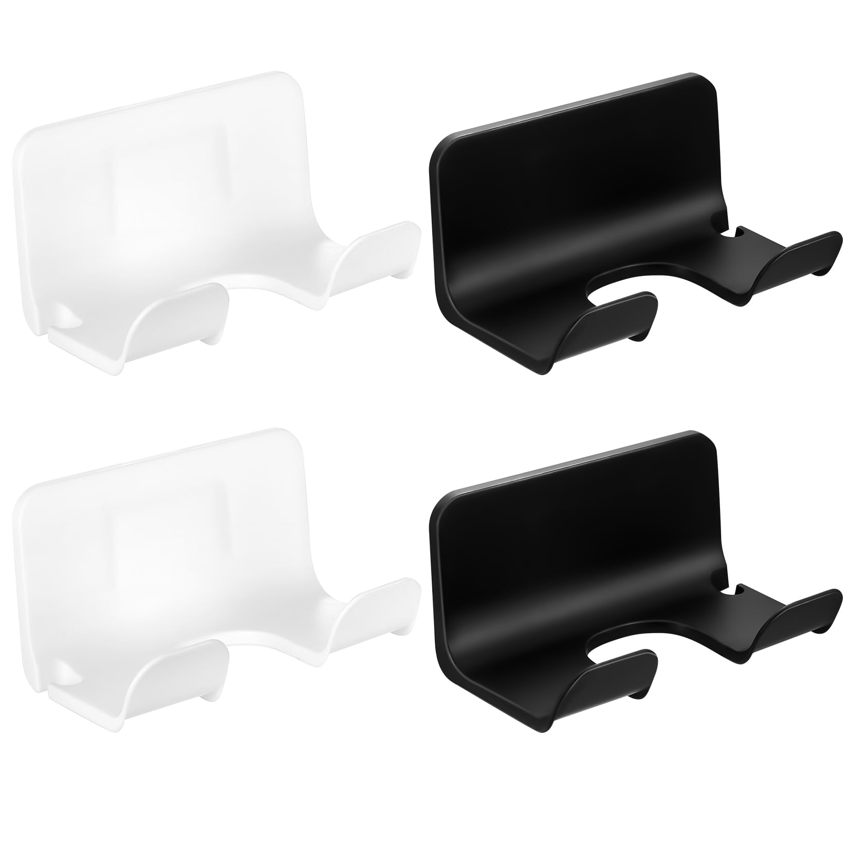McBlast Soporte Secador Pelo Pared Autoadhesivo 4 Piezas, Colgador Sin Taladro Baño Blanco y Negro