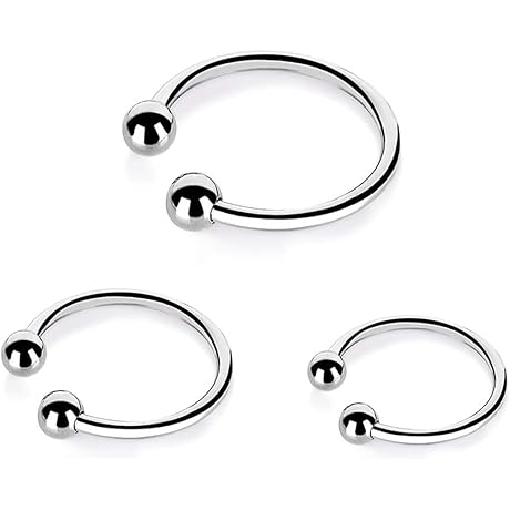 Cock Rings, 3Pcs Penis Rings Stainless Steel Glans Ring for Man