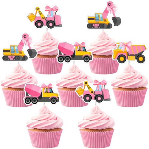 Decoración rosa para cupcakes de construcción Sursurprise para evitar mesas dulces aburridas