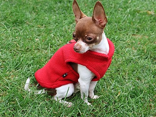 Image of JACKO & CO - Fleece Vest Dog Sweater with Leash Ring - Soft, Warm & Lightweight Pullover Coat for Small & Medium Dogs, Puppies & Cats - Cozy Fall /Winter /Spring Pet Jacket (Red, X-Small 2-4lbs)