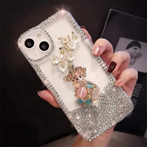 Coque iPhone 12 strass diamant antichoc rose pailletée avec motif fleur pour protection élégante