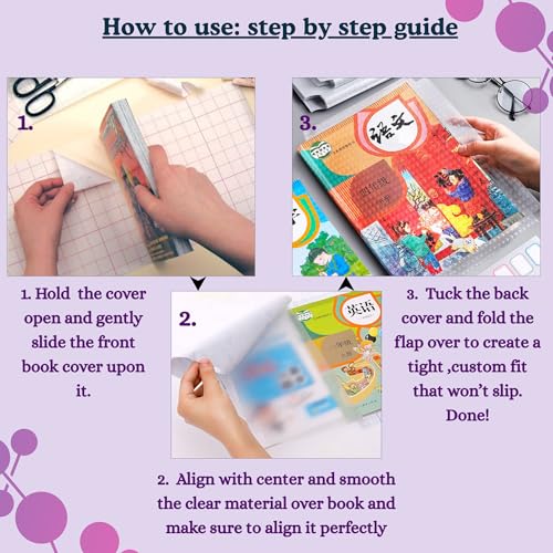 Image of (3books) Transparent Protective Book Covers, Waterproof Self-Adhesive Book Cover for Office School Textbook Protective Case Lamination for Books, Clear Book Cover Set with Name Labels, A4 /16K /22K,