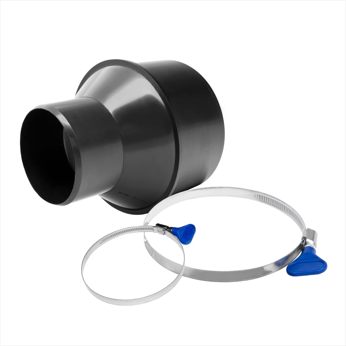 POWERTEC70338 4-inch 2-1/2 inch Cone Reducer w/Key Bridge Hose Clamp Set, Black