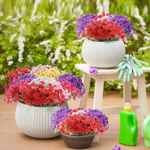 Usmilegift Artificial Flowers Outdoor,22 Bundles Faux Flowers Uv Resistant,Faux Plastic Plants Silk Flower For Outdoors Outside Front Porch Hanging Planter Decoration thumb #5