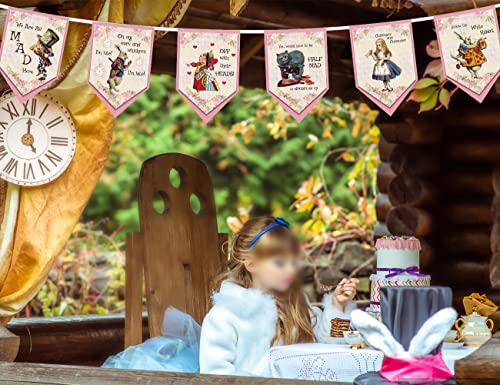 Vintage Style Alice In Wonderland Bunting Tea Party Floral Flag Banner Christmas Bunting Banner Girls Birthday Party Decorations Supplies Vintage Christmas Banner Retro Christmas Garland Xmas Bunting #TOP3