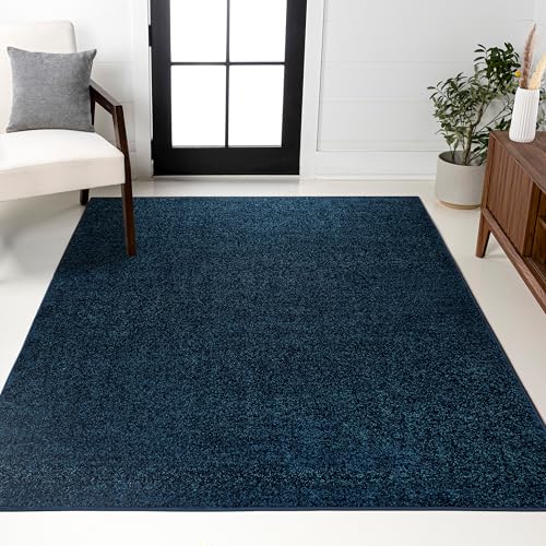 JONATHAN Y Haze Solid Low-Pile Navy Indoor Area Rug 10x14, Coastal,Bohemian,Minimalist,Classic, Easy-Cleaning for Living Room,Bedroom,Kitchen,Pet Friendly,Non-Shedding (SEU100C-14)