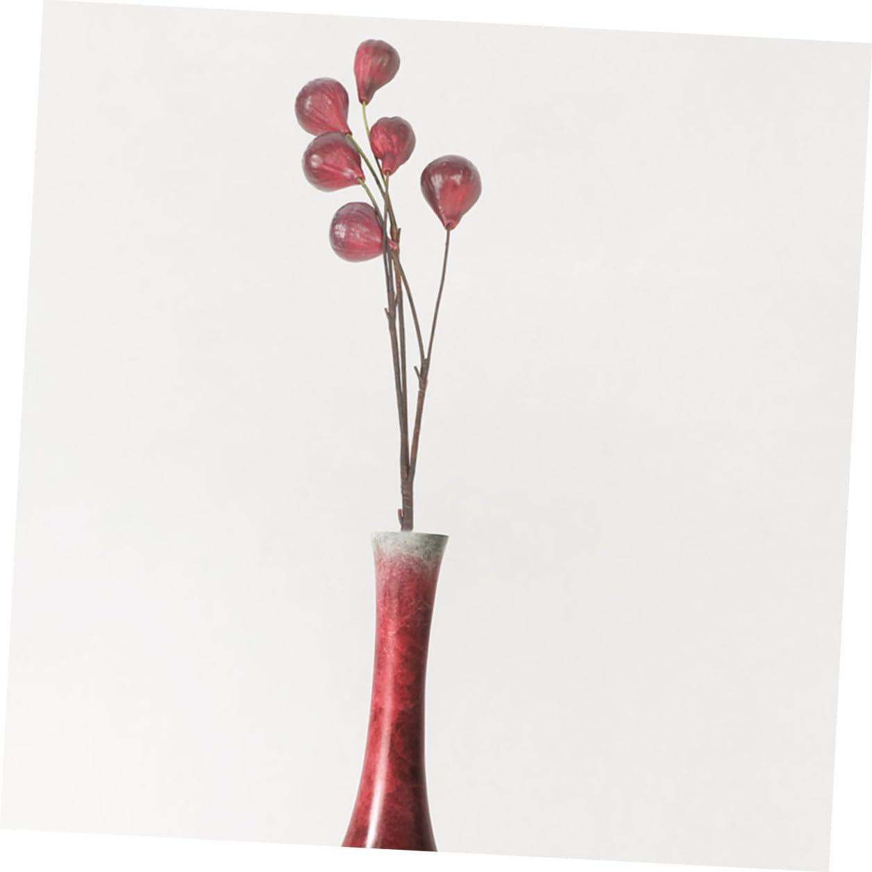 Artificial Fig Branches with Red Berries, 2pcs Lifelike Simulation Fruit Decoration for Home Kitchen, Photography Props and Floral Arrangements, Faux Fruit Stems for Living Room