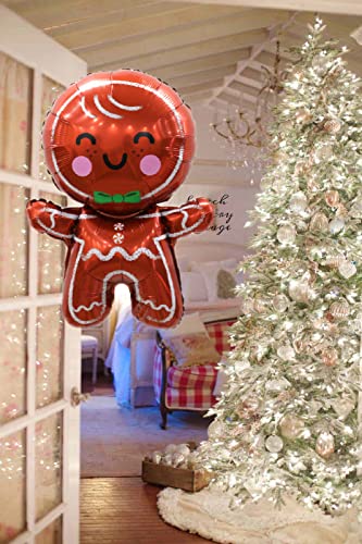 32.5" Gingerbread Man Christmas Foil Balloons - Pink Cheek Larger Gingerbread Man Xmas Decoration Kids Balloon New Year Eve Party Supplier Jm Puri Mi 6Pcs #TOP2