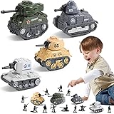 Pull Back Army Tank Toys for Boys, 8 Military Toy Tanks and 3 Soldier Army Men Toy, Metal Diecast Military Vehicles Toys Army Men Tank Pull Back Truck Car Play Set for Kids Toddlers