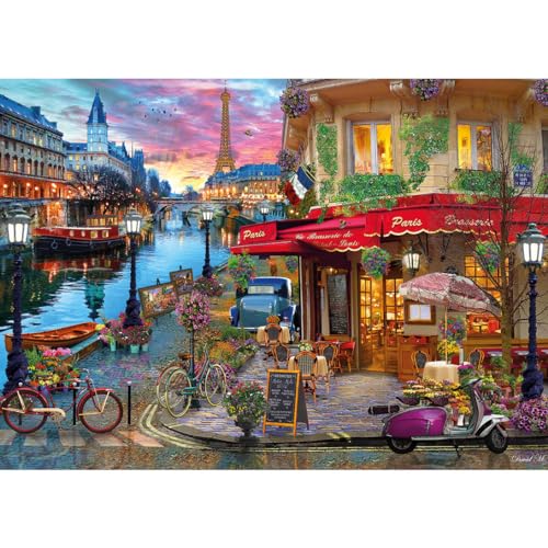 Gibsons Sunset on the Seine 500XL Piece Jigsaw Puzzle for Adults – Romantic Paris Landscape Nostalgia by David Maclean – Extra Large Pieces for Easy Handling – Premium Sustainable UK/EU Made - Image 2