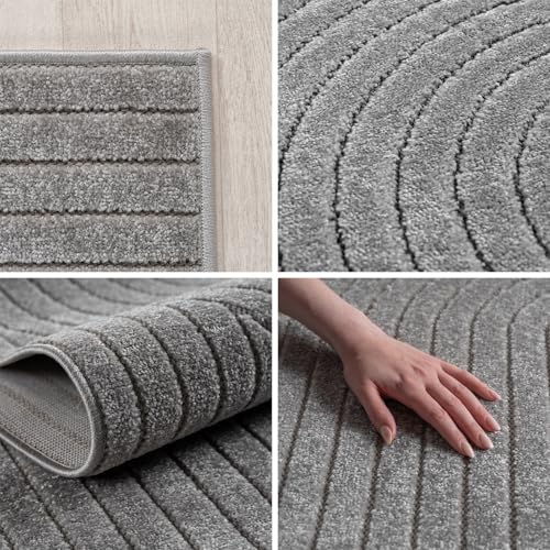 Tapis extérieur résistant à la pluie gris SIMPEX lavable pour terrasse
