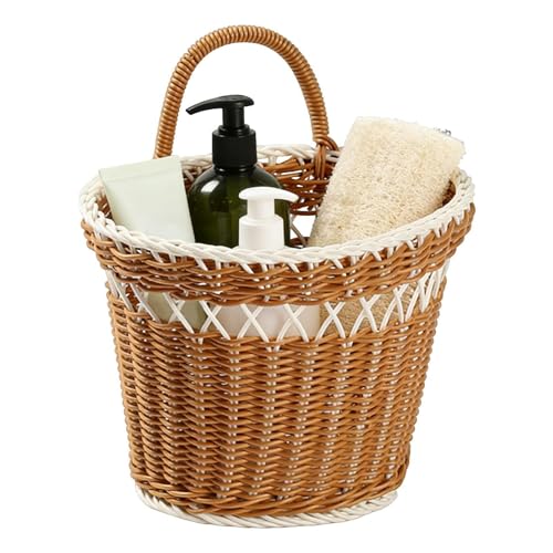 Cesta de mimbre para colgar cebollas, ajos, jengibre, cesta tejida y fruta, para cocina, baño, despensa, cesta rústica para plantas de jardín