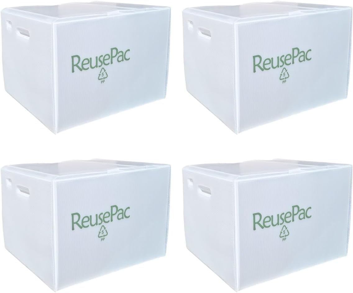 Caja plegable reutilizable de polipropileno corrugado, ligera, movimiento de almacenamiento, apilable, tapa autoblocante sin cinta para el hogar de