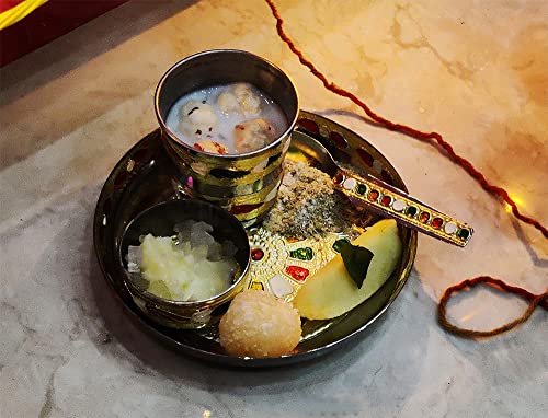 Image of Laddu Gopal kanha ji Thakur ji bhagwan bhog puja prasadam Thali Set for Home mandir or Gifting to Others (4 Items)
