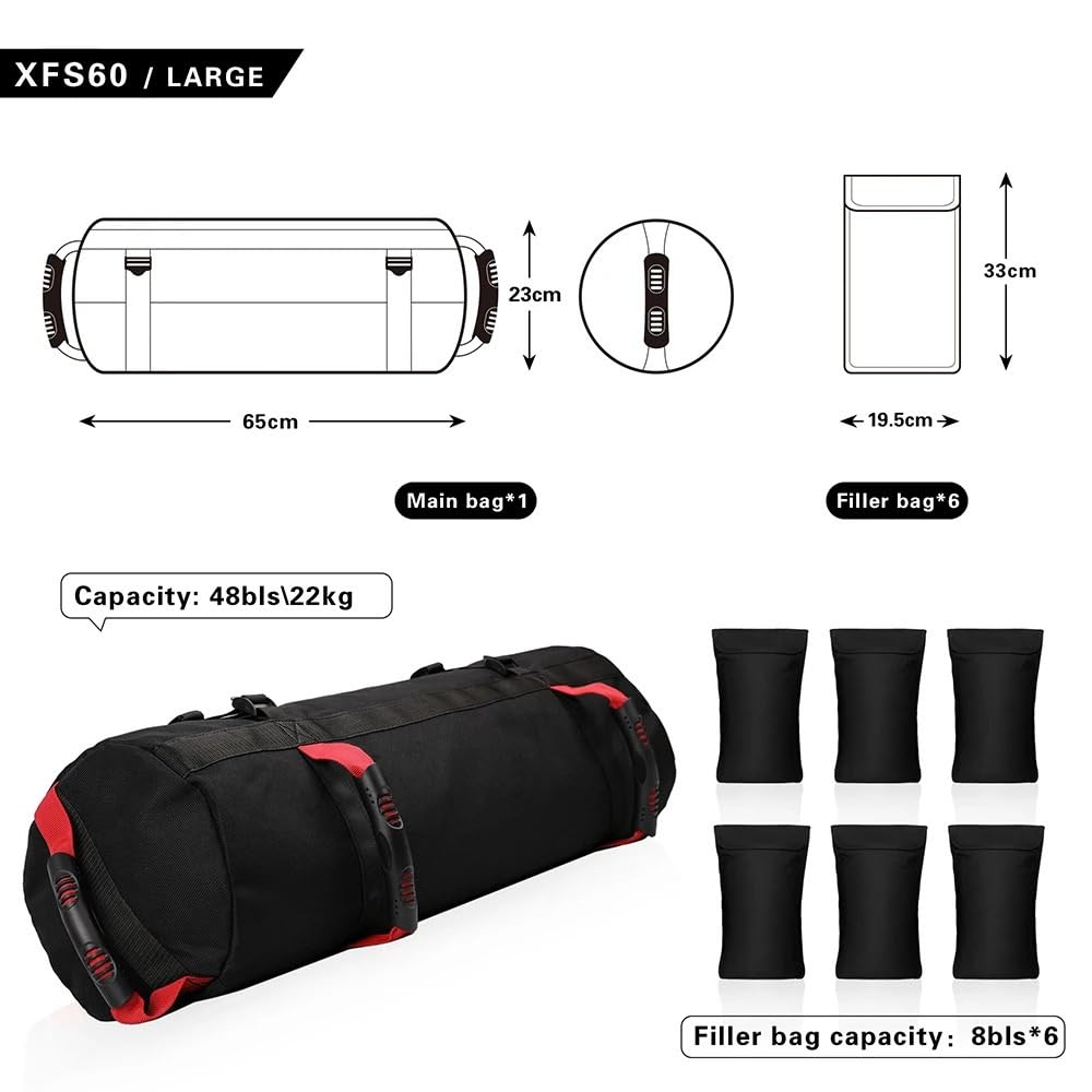 Saco Bulgaro,Fitness Saco de Arena Bolsa de arena for entrenamiento de levantamiento de pesas, tela Oxford ajustable, bolsa de arena rellenable de alta resistencia, mancuernas, equipo de Fitness for e