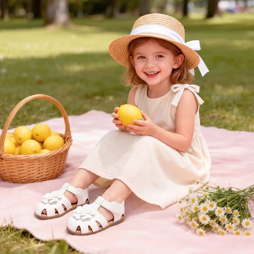 Image of DREAM PAIRS Girls Toddler /Little Kid Closed-Toe Flower Summer Dress Sandals Shoes
