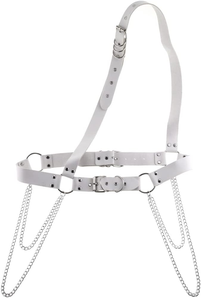 eYLun Women's Waist Belt Punk Rock Leather Body Straps Harness Belt Adjustable Rock Chain Leather Belt