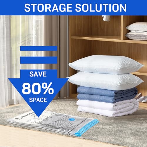 CaptainFive Vacuum Storage Bags 6 Packs, JUMBO Vacuum Bags (100 x 80cm) for Clothes, Duvets, Bedding, Pillows, Vacuum Seal Bags for Organization, Moving and Storage