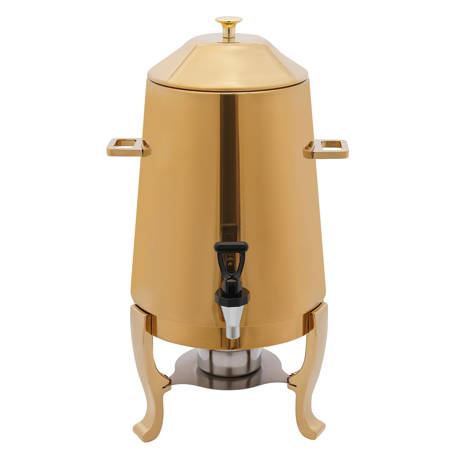 FXEIPOL Hot Beverage Dispenser 3.4 Gallon Electric or Solid Alcohol 2 Heating Methods Stainless Steel Gold Coffee Urn Hot Drinks Dispenser with Lid for Hotels, Canteens, Restaurants