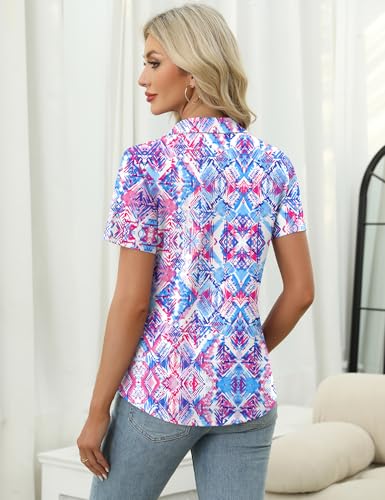 Image of LOMON Womens Golf Polo Shirts Summer Short Sleeve 1 /4 Zip Tops Moisture Wicking Casual Tennis Activewear with Pockets