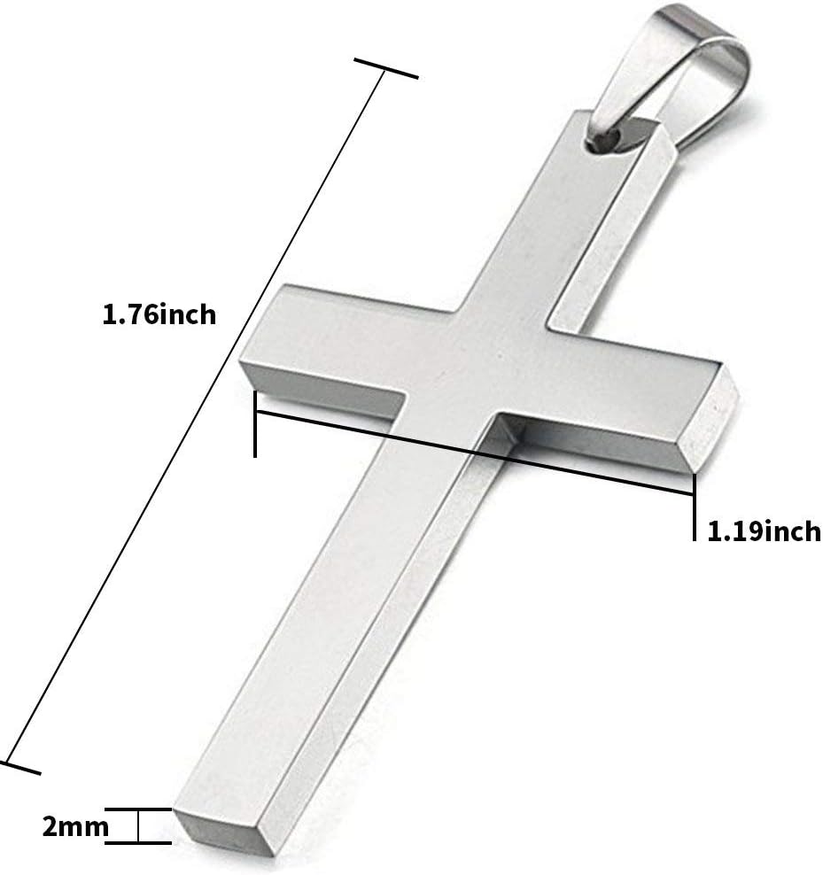 925 Sterling Silver Simple Unisex Mens Cross Pendant Jewelry - Image 2