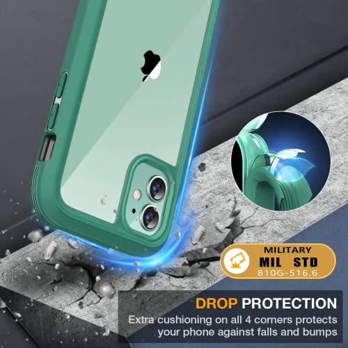 Image of Miracase Glass Series for iPhone 11 Case 6.1 inch, Upgraded Full-Body Rugged Phone Bumper Case Cover with Built-in 9H Tempered Glass Screen Protector and Camera Protector, Light Green