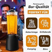 Biertower 4,0 Liter – Kult Biersäule mit LED-Beleuchtung & Eiskühlung – XXL Trinksäule Getränkespender mit Präzisions-Zapfhahn – Robuste Zapfsäule für Party, Grillen & Events – Getränkesäule Schwarz – Ansicht 4
