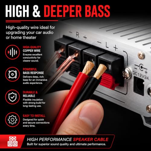Image of MOCKING BIRD 16 AWG Gauge Speaker Cable (10 Mtr)-2 Conductors Red Black Audio Cable, Low Voltage Copper Wire for Speaker, Home Theater, Car Audio, Amplifier, Receiver | (10 Mtr)