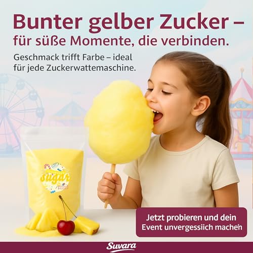500g Pina Colada Zucker für Zuckerwatte Aromazucker Farbzucker Gelb für die Zuckerwattemaschine mit Zuckerwattezucker – Bild 3