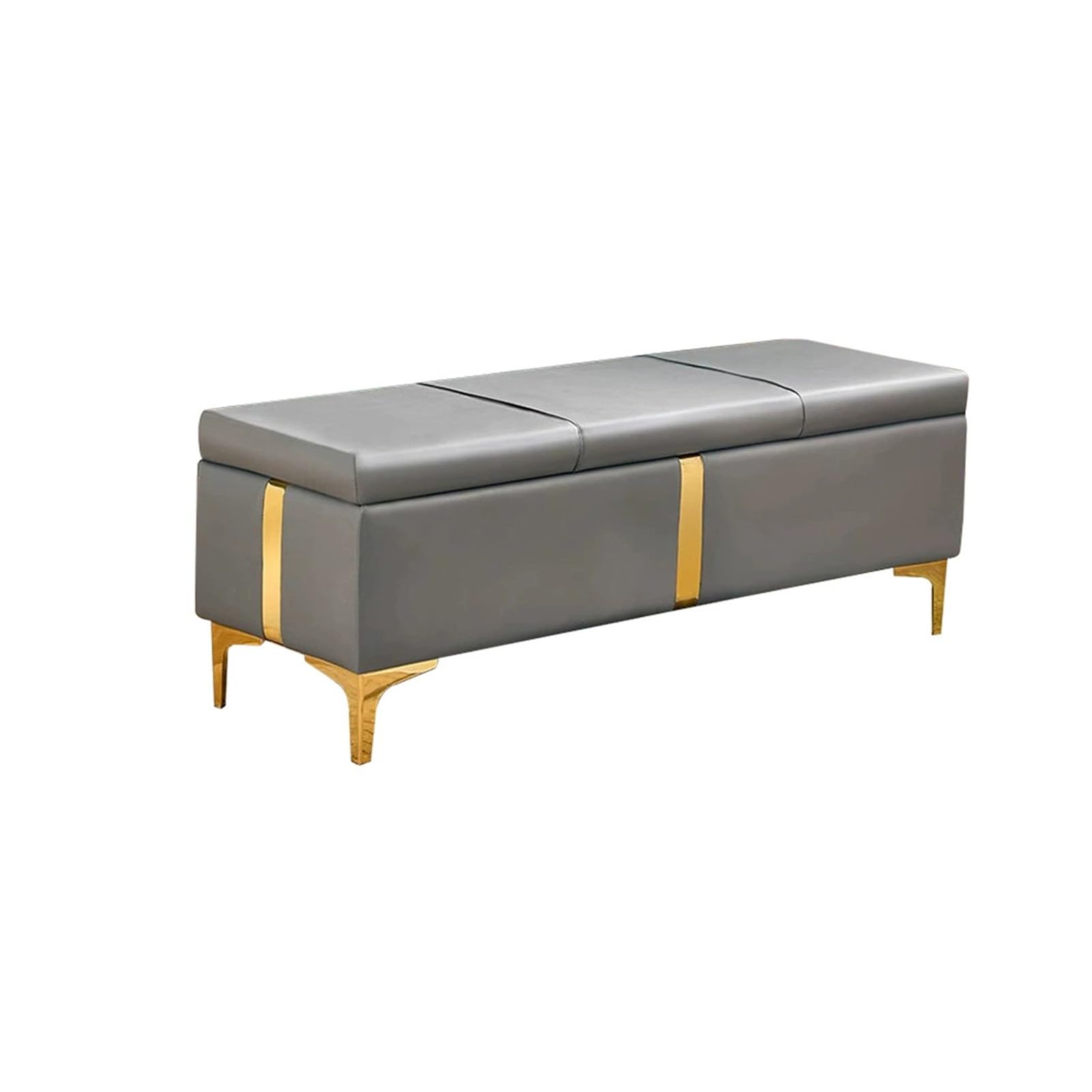 Banc de rangement en bois et métal avec assise rembourrée confortable
