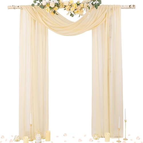 Socomi Cortina transparente color champán para arco de boda, 29 pulgadas x 20 pies, 1 panel de cortinas para exteriores, extra largas para novia,